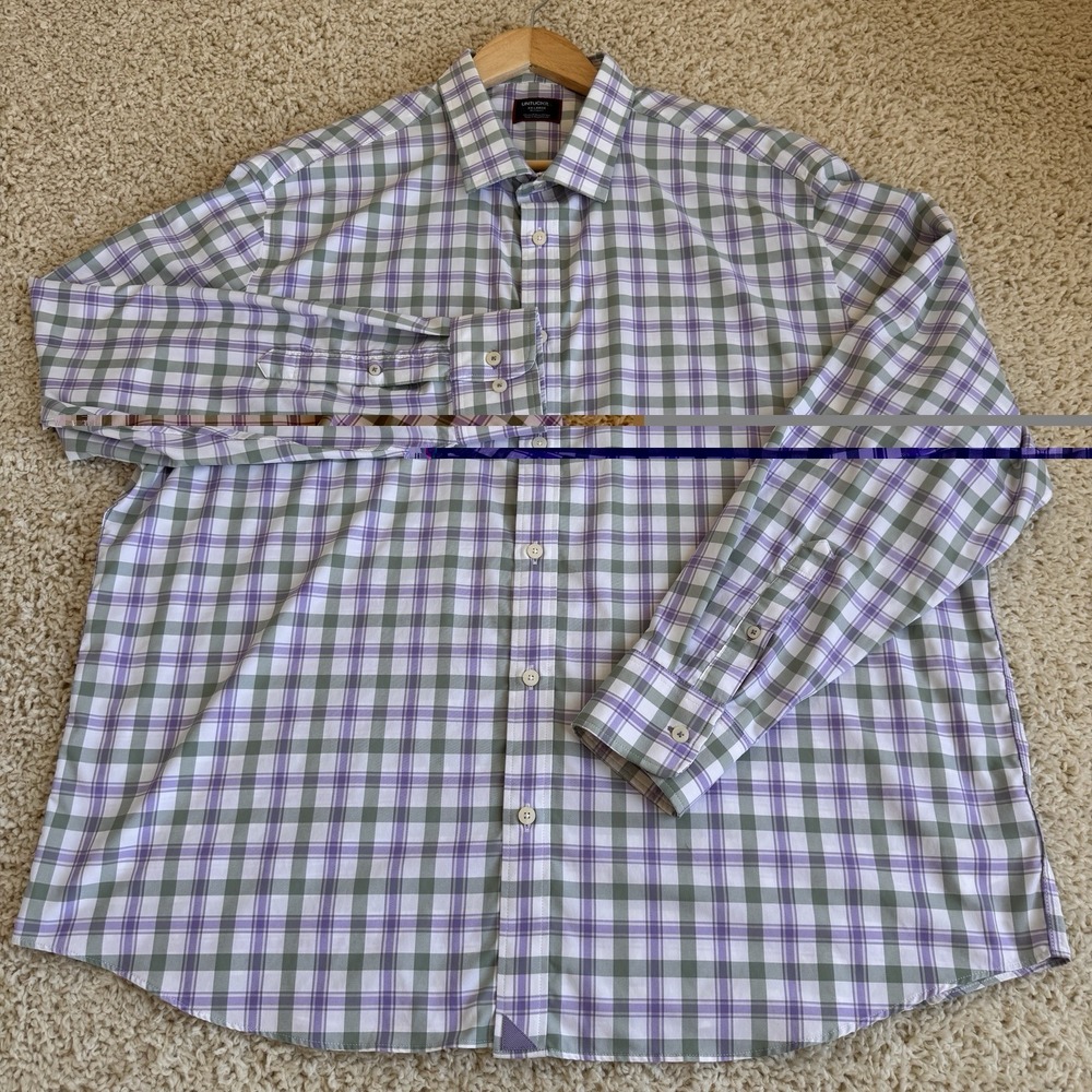 UNTUCKit Winwood Shirt Mens XXL Purple Plaid Excellent Relaxed Fit Performance